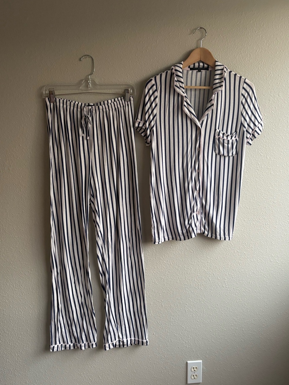 Navy & White Striped Pajama Set